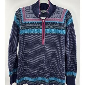 Eddie Bauer Fair Isle 1/2 Zip Sweater Women's Size XL Cabincore Holiday Outdoor